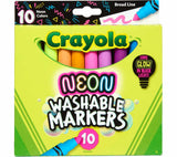 Crayola Neon Washable Markers, Broad Line, 10 Count