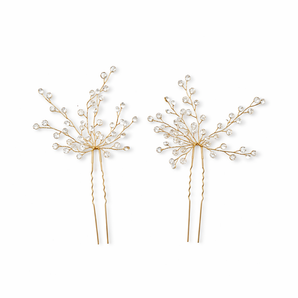 Crystal Spray Bridal Hair Pin Set -Gold