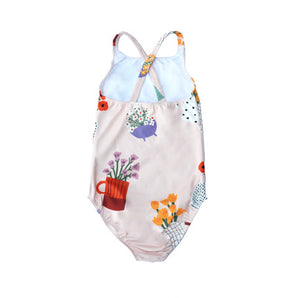 Pink Tulips Girls One Piece Swimsuit