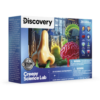Discovery Creepy Science Lab Kit for Kids, 28 Spooky STEM Experiments with Slime, Bubbling Reactions & Glowing Eyeballs, Educational Chemistry Set with Tools & Ingredients for Ages 8+