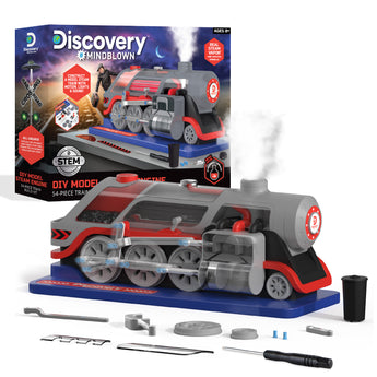 Discovery Mindblown Kids DIY Steam Engine 54-Piece Train Build Science Kit