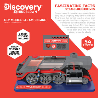 Discovery Mindblown Kids DIY Steam Engine 54-Piece Train Build Science Kit