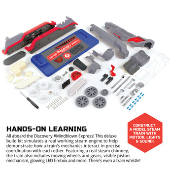 Discovery Mindblown Kids DIY Steam Engine 54-Piece Train Build Science Kit