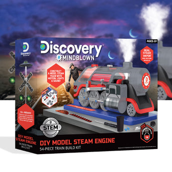 Discovery Mindblown Kids DIY Steam Engine 54-Piece Train Build Science Kit