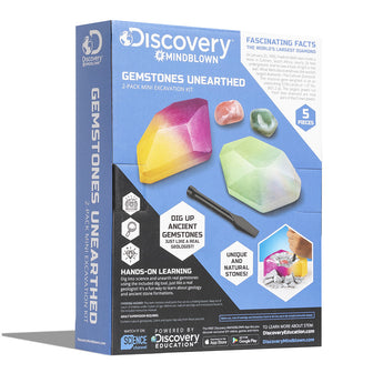 Discovery Mindblown Mini Unearthed Gemstones Dig Set, 2 Pack Excavation Kit w/ Chisel, App & Poster, Interactive Archaeology Geology Experiment, Fun & Educational Science STEM Toy for Kids 6+