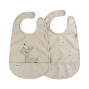 Done By Deer Bib With Velcro 2 Pack | Lalee Design Sandy Beige