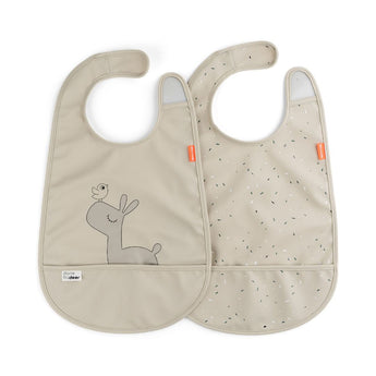 Done By Deer Bib With Velcro 2 Pack | Lalee Design Sandy Beige