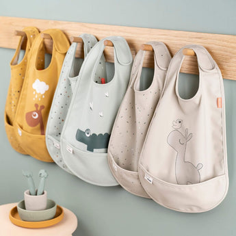 Done By Deer Bib With Velcro 2 Pack | Lalee Design Sandy Beige
