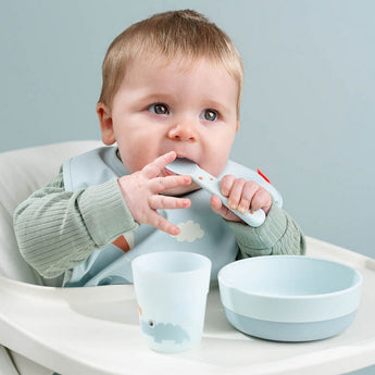 Done By Deer Bib With Velcro Playground | Blue Mealtime Bib