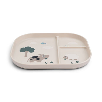 Done By Deer Foodie Compartment Plate Tiny Farm Sand | Anti Slip Kids Plate