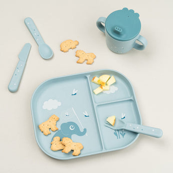 Done By Deer Foodie Compartment Plate Tiny Farm Sand | Anti Slip Kids Plate