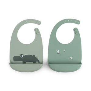 Done By Deer Silicone Bib 2 Pack | Croco & Birdee Waterproof Bibs