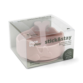 Done By Deer Silicone Stick & Stay Bowl & Baby Spoon | Wally Whale Feeding Set - My Little Thieves