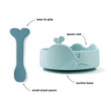 Done By Deer Silicone Stick & Stay Bowl & Baby Spoon | Wally Whale Feeding Set - My Little Thieves