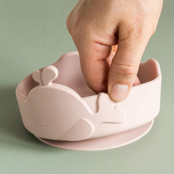 Done By Deer Silicone Stick & Stay Bowl & Baby Spoon | Wally Whale Feeding Set - My Little Thieves