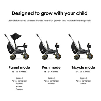 Doona Liki Trike S3 Kids Tricycle | Compact Foldable Ride 10 M 3 Y