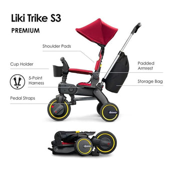 Doona Liki Trike S3 Kids Tricycle | Compact Foldable Ride 10 M 3 Y