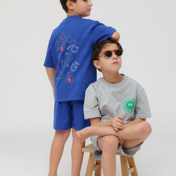 Eat The Cake Boys Blue Smiley Set Shorts T Shirt | Kids