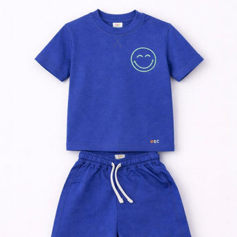 Eat The Cake Boys Blue Smiley Set Shorts T Shirt | Kids