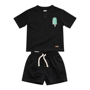 Eat The Cake Boys Icecream Black Shorts T Shirt Set | Kids