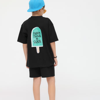 Eat The Cake Boys Icecream Black Shorts T Shirt Set | Kids
