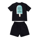 Eat The Cake Boys Icecream Black Shorts T Shirt Set | Kids