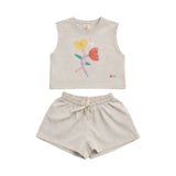 Eat The Cake Girls Tulip Grey Shorts T Shirt Set | Kids