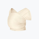 Ergobaby Aura sustainably sourced knit baby wrap in light beige, styled on a torso form.