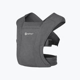 Ergobaby Embrace Heather Grey newborn carrier, soft fabric, ergonomic design, white logo.