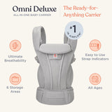 Ergobaby Omni Deluxe Mesh Baby Carrier Soft Olive | Breathable All In One