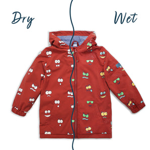 Kids Color-Changing Raincoat - Red Faces