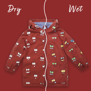 Kids Color-Changing Raincoat - Red Faces