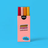 OMY Brush Power 12 acrylic brush-tip markers, closed pink box packaging