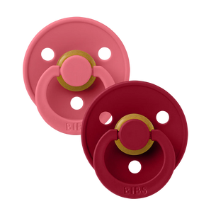 BIBS Colour 2 PACK Latex Size 1 Coral/Ruby