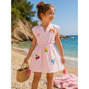 Girls Pink Fun Summer Beach coverup sundress