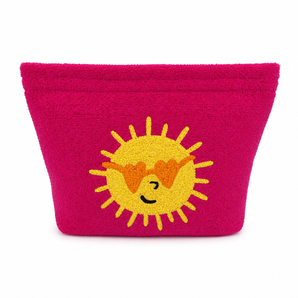 Kids Beach Towel Pouch - Fuchsia Pink with Sunshine