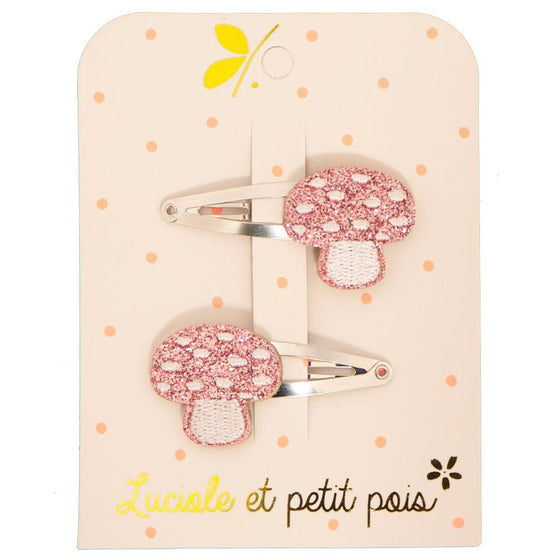 Pink mushroom hair clips (pair) - My Little Thieves