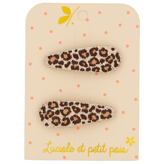Leopard pattern hair clips (pair)