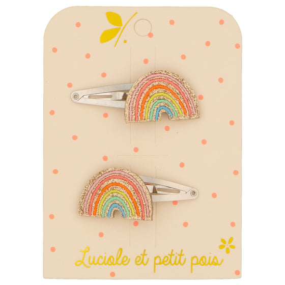 Multicolor rainbow hair clips (pair)