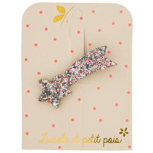 Shooting Star Silver Glitter Hair Clip (F_151)