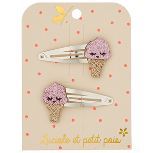 Glitter Hair Clips Ice Cream Collection Set-Pair