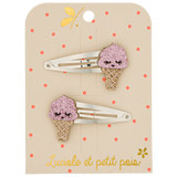 Ice Cream Strawberry Hair Clips Pair (F_166)