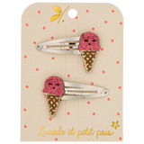 Ice Cream Raspberry Hair Clips Pair (F_167)