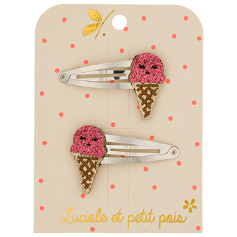 Ice Cream Raspberry Hair Clips Pair (F_167)
