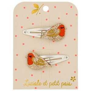Ruby Robin Bird Hair Clips for Girls (F_173)