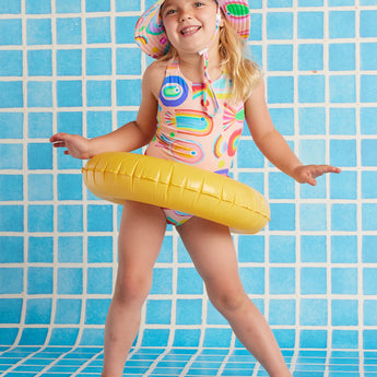 Fancy Fins Girls Elastic Strap Bather Swimsuit | Kids Swimwear