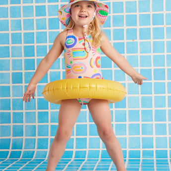 Fancy Fins Girls Elastic Strap Bather Swimsuit | Kids Swimwear