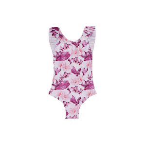 Flower One Piece Pleated Swimwear