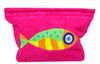 Fushia Fish Beach towel pouch