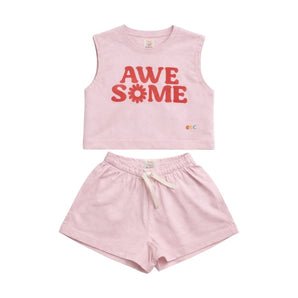Girls Awesome Pink Shorts and T-shirt Set